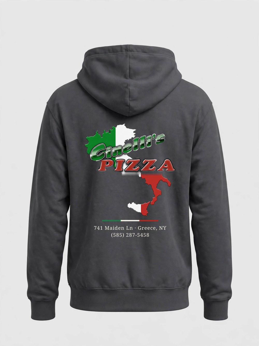 Logo Hoodie product photo — Charcoal — back
